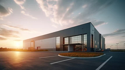 Fotobehang A modern logistics warehouse building structure. © tong2530