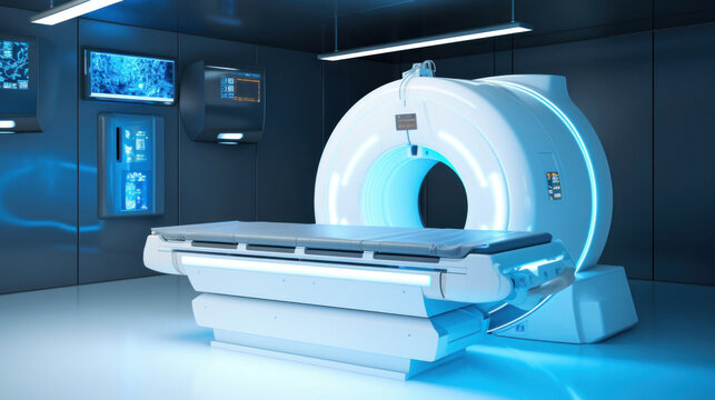 Advanced mri or ct scan medical diagnosis machine at hospital lab.