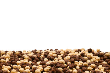 Chocolate corn flakes  as a background.