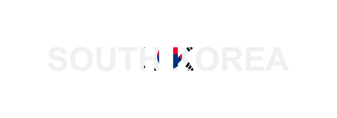 Letters South Korea in the style of the country flag. South Korea word in national flag style.