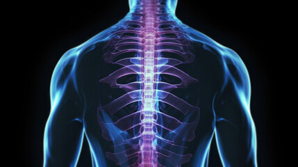 x-rays of the spine, Scoliosis film x-ray show spinal bend in teenager patient..