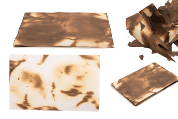 Burnt paper isolated on a white background.
