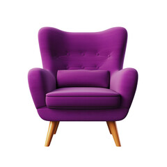 A luxurious deep purple armchair offering comfort with a modern and stylish design.