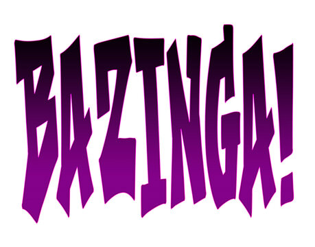 Bazinga! interjection illustrated in 3d design gradient color.
