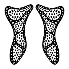 abstract shaped wings with black polka dot silhouette
