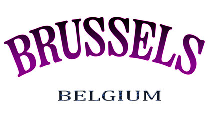 Illustration of the name of Belgium with the name of the capital Brussels. Transparent background file.