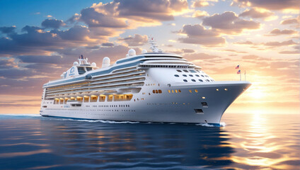 A huge cruise ship on the high seas. - obrazy, fototapety, plakaty