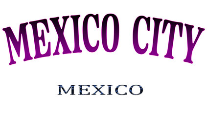 Illustration of the name of Mexico with the name of the capital Mexico City. Transparent background file.