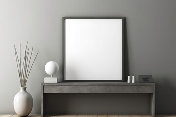 blank frame mockup on a modern living room