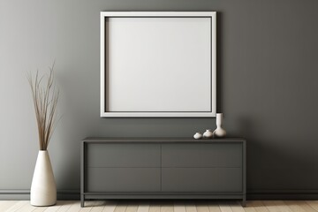 blank frame mockup on a modern living room