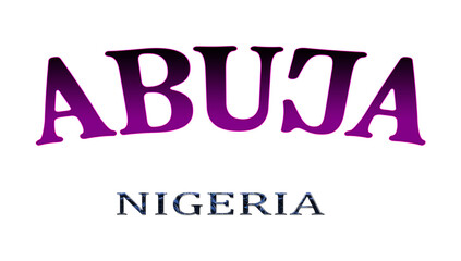 Illustration of the name of Nigeria with the name of the capital Abuja. Transparent background file.