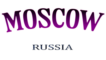 Illustration of the name of Russia with the name of the capital Moscow. Transparent background file.