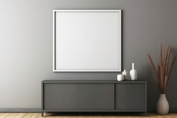 blank frame mockup on a modern living room