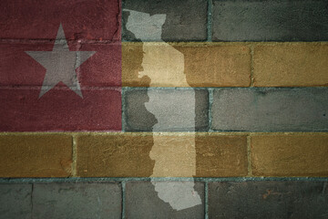 map and flag of togo on a old brick wall