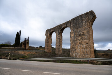 The Aqueduct of la Hidalga and Coca located near the Andalucian down of Ronda, Spain