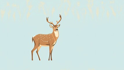 a simple brown deer in a delightful comic style, featuring bold outlines against a simple pastel background. SEAMLESS PATTERN. SEAMLESS WALLPAPER.