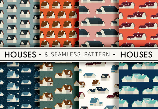 Mockup of 8 repeatable customizable house motifs