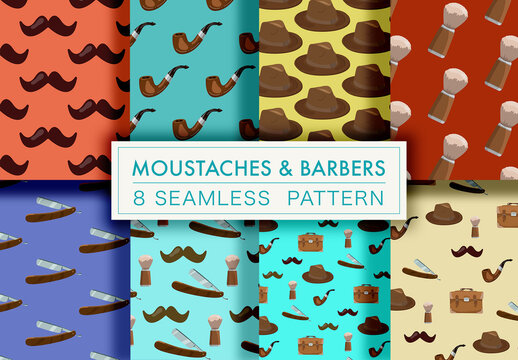 Mockup of 8 customizable repeatable vintage gentleman's motifs