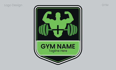 vector fitness gym logo template flat style,