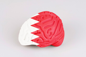 On a white background, a model of the brain with a picture of a flag - Bahrain