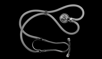 medical stethoscope on black and white background