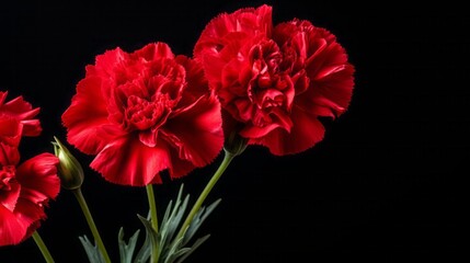 mourning carnations on a black background.