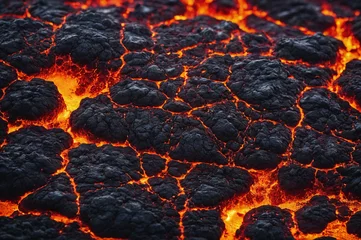 Foto op Canvas Close-up of a lava flow of volcano texture background © Victoria