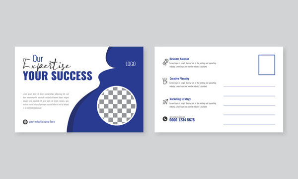 Professional corporate business postcard or editable invitation card template