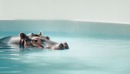 hippocampus in swimming pool, 16:9 widescreen backdrop / wallpaper - obrazy, fototapety, plakaty