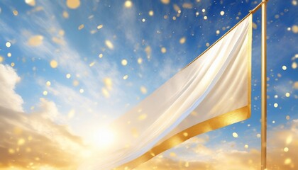Bannière religieuse flottant dans le vent avec poudre d'or