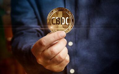 CBDC Digital Currency cryptocurrency golden coin 3d illustration