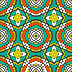 Seamless multicolored contour pattern with conceptual geometric composition. Vector illustration