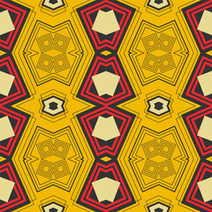 Seamless pattern with decorative retro composition on a yellow background. A new version. Vector illustration