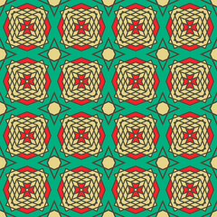 Seamless three-color contour pattern. Retro palette. Vector illustration