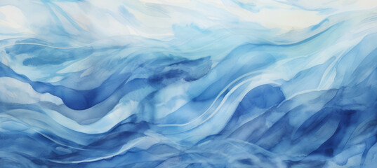 Fototapeta premium Detailed Blue Watercolor Background with Wave Motif