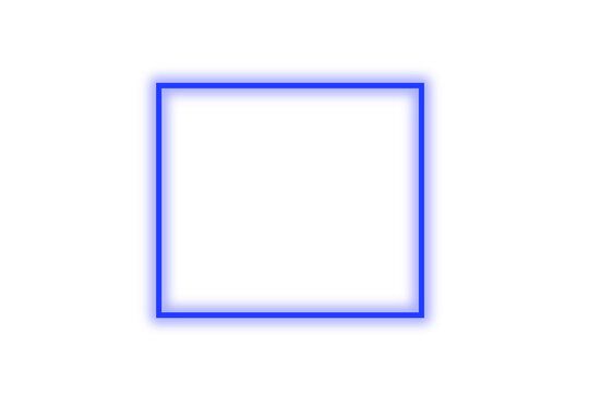 Blue neon frame in geometric rectangle shape
