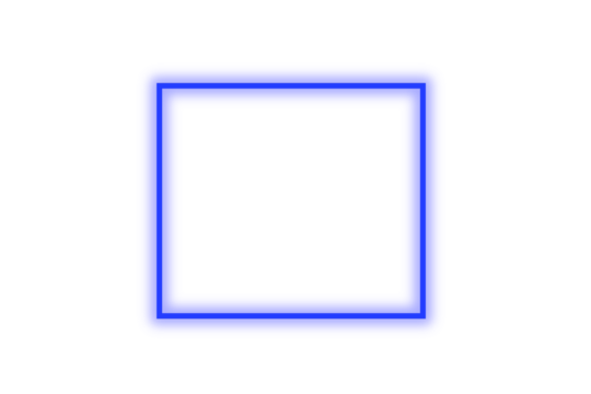 Blue neon frame in geometric rectangle shape
