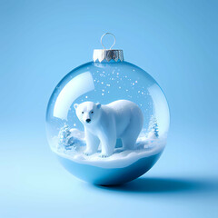 Sparkle of the Polar Snow Realm: Christmas Glass Bauble with Bear