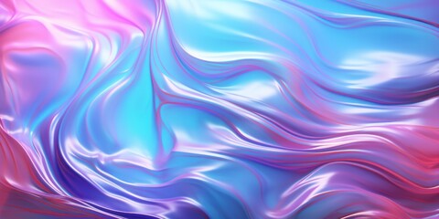 Obraz premium Holographic pink and blue frosted molten plastic jelly waves background texture. Trendy iridescent abstract neon webpunk or vaporwave aesthetic surreal wavy marble pattern. 3D rendering.