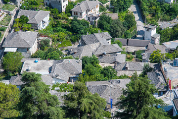 View over city of Gjirokastra in albania