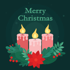 Vector illustration of Christmas candles, Merry Christmas, Christmas design