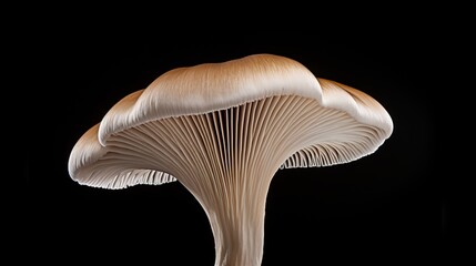 white mushroom on a black background.