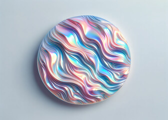 An artistic representation of a holographic texture applied to a circular form