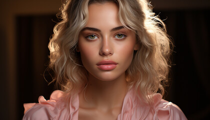 Fototapeta premium Beautiful woman with blond hair looking at the camera generated by AI