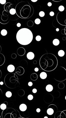 A polka dot pattern with circles in shades of black and white
