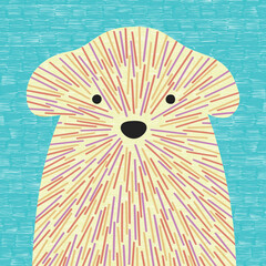 Portrait of abstract dog. Geometric pattern. Postcard with pet head