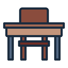Desk Chair colorful filled line icon