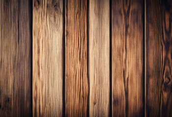 Fototapeta premium Brown wooden table texture. Brown planks background. Top view.
