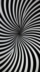 A pattern of white and black stripes in a circular pattern