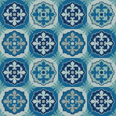 Square tiling pattern with floral ornaments